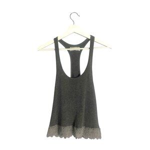 Abercrombie & Fitch Grey Racerback Lace Trim Crop Top Size XS Knit Y2K